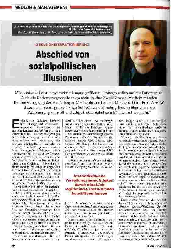 Vorschauseite 1: Gesundheitsrationierung: Abschied von sozialpolitischen Illusionen