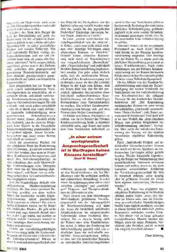 Vorschauseite 2: Gesundheitsrationierung: Abschied von sozialpolitischen Illusionen
