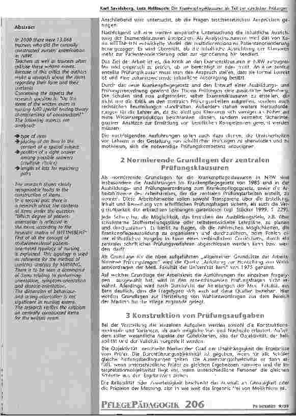 Vorschauseite 2: Die Krankenpflegeklausuren als Teil der stasatlichen Prüfungen Untersuchungen der Examensklausuren in NRW unter formalen und inhaltlichen Aspekten