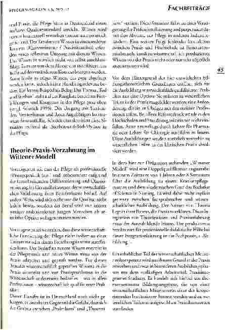 Vorschauseite 5: Theorie-Praxis-Verzahnung in einem grundständigen Pflegestudiengang Das Wittener Modell