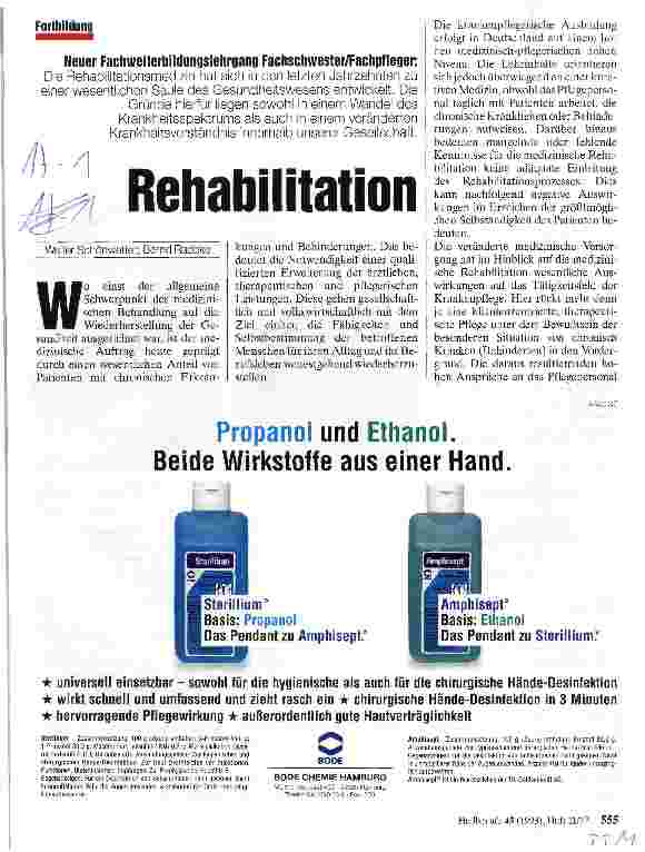 Vorschauseite 1: Rehabilitation Neuer Fachweiterbildungslehrgang Fachschwester/Fachpfleger