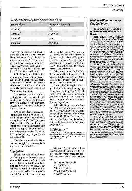 Vorschauseite 2: Silberhaltige Wundauflagen im Vergleich