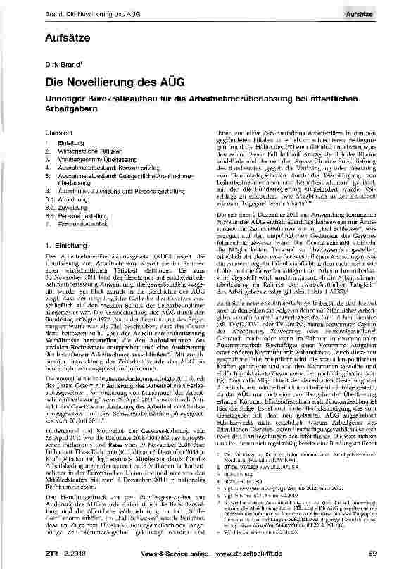 Vorschauseite 1: Die Novellierung des AÜG