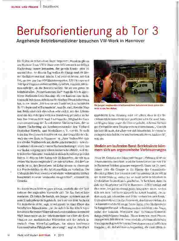Vorschauseite 1: Berufsorientierung ab Tor 3