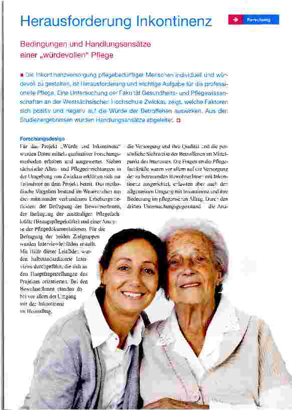 Vorschauseite 1: Herausforderung Inkontinenz Bedingungen und Handlungsansätze einer „würdevollen Pflege