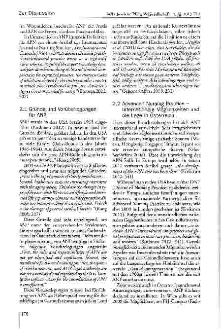 Vorschauseite 2: Wie verläuft die Implementierung von Advanced Nursing Practice in der extramuralen Pflege in Wien?