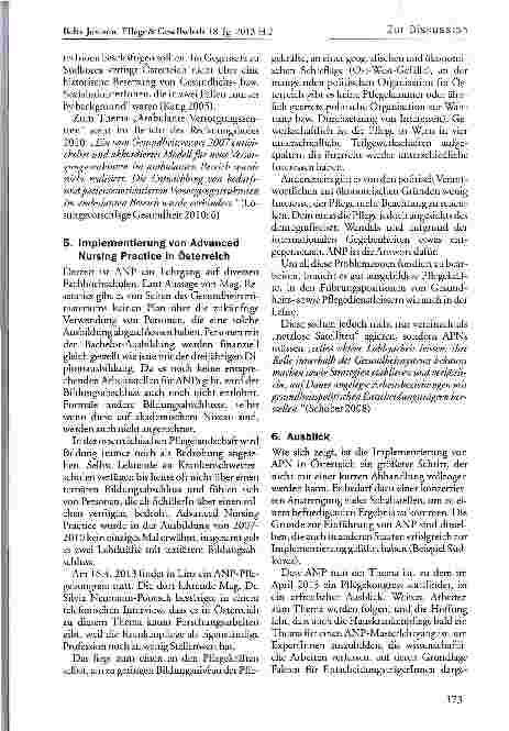 Vorschauseite 5: Wie verläuft die Implementierung von Advanced Nursing Practice in der extramuralen Pflege in Wien?
