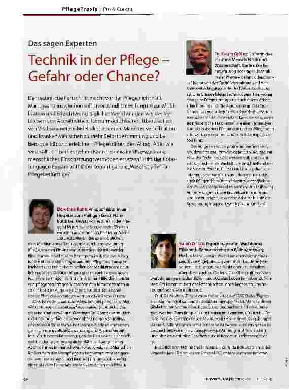 Vorschauseite 1: Technik in der Pflege -Gefahr oder Chance?