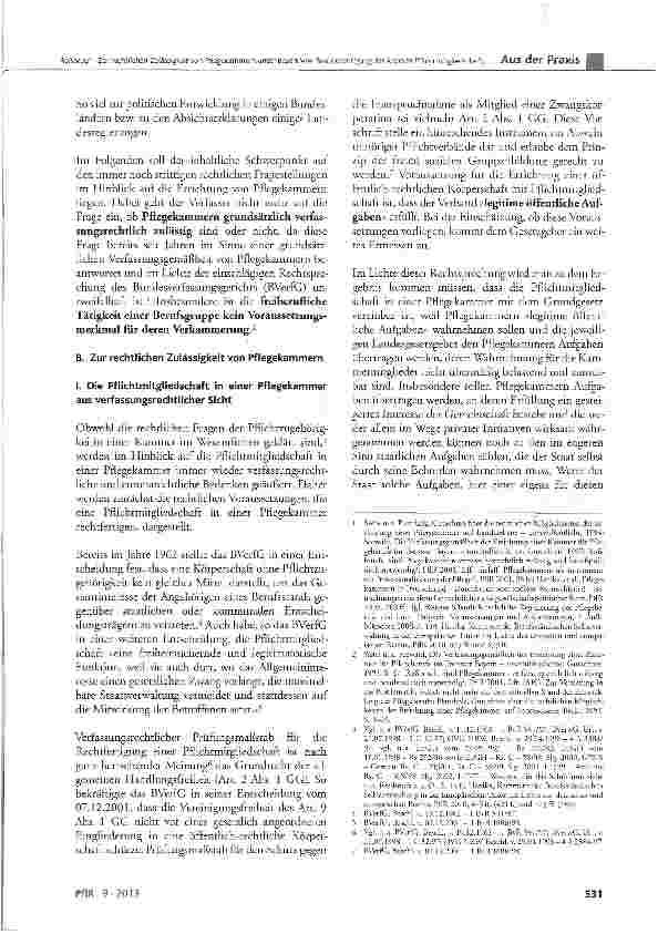 Vorschauseite 2: Zur rechtlichen Zulässigkeit von Pflegekammern unter besonderer Berücksichtigung der Aspekte Pflichtmitgliedschaft, Versorgungswerk, Aufgabenübertragung sowie deren Sinnhaftigkeit