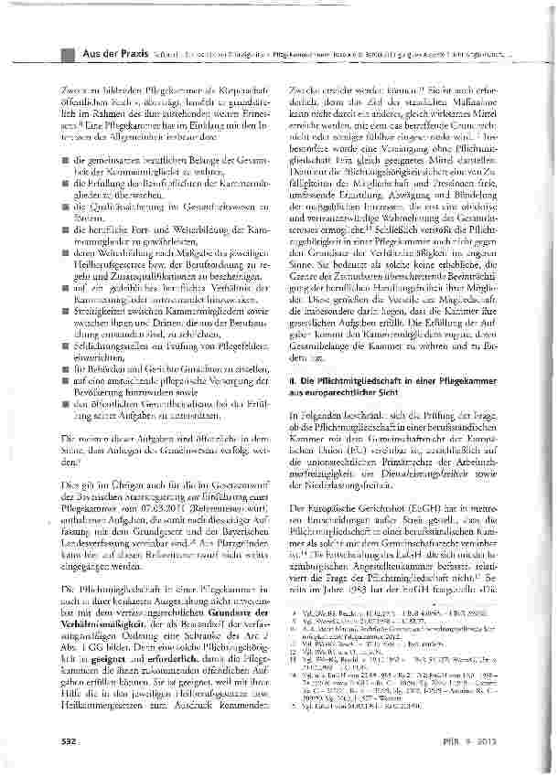 Vorschauseite 3: Zur rechtlichen Zulässigkeit von Pflegekammern unter besonderer Berücksichtigung der Aspekte Pflichtmitgliedschaft, Versorgungswerk, Aufgabenübertragung sowie deren Sinnhaftigkeit