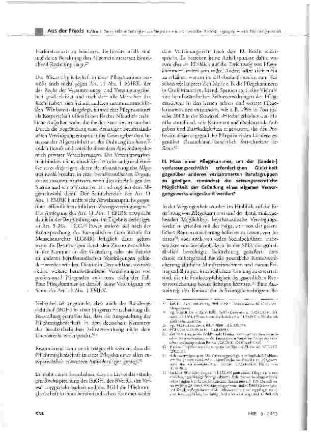 Vorschauseite 5: Zur rechtlichen Zulässigkeit von Pflegekammern unter besonderer Berücksichtigung der Aspekte Pflichtmitgliedschaft, Versorgungswerk, Aufgabenübertragung sowie deren Sinnhaftigkeit