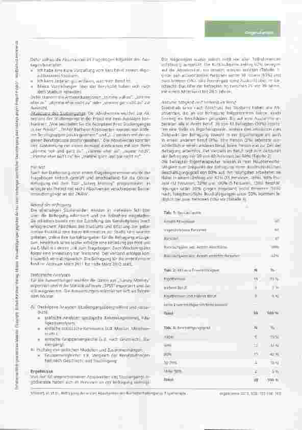 Vorschauseite 3: Befragung der ersten Absolventen des Bachelorstudiengangs Ergotherapie an der Zürcher Fachhochschule Winterthur