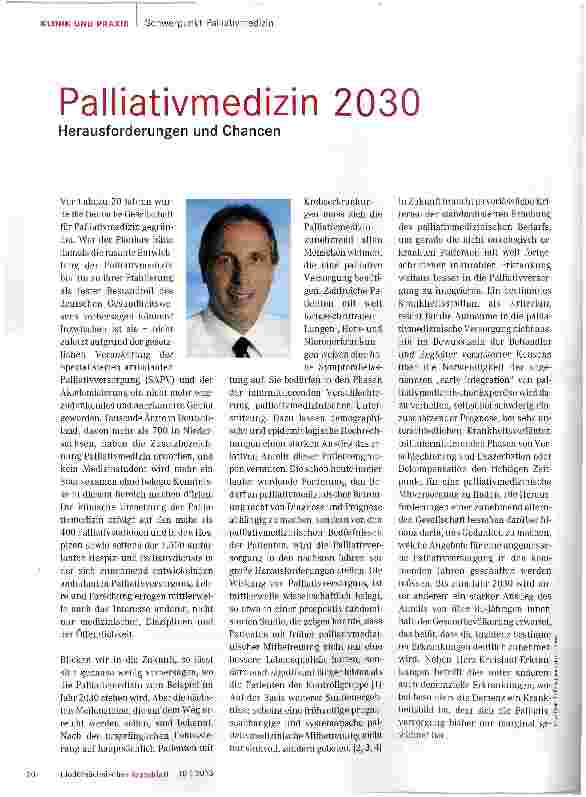 Vorschauseite 1: Palliativmedizin 2030 Herausforderungen und Chancen
