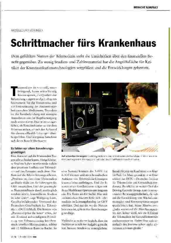 Vorschauseite 1: Schrittmacher fürs Krankenhaus