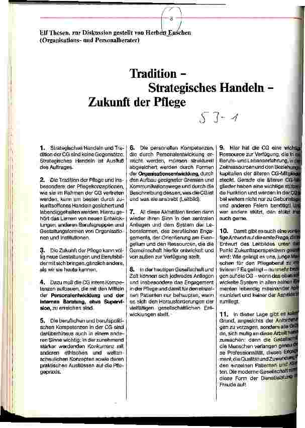 Vorschauseite 1: Tradition - Strategisches Handeln - Zukunft der Pflege