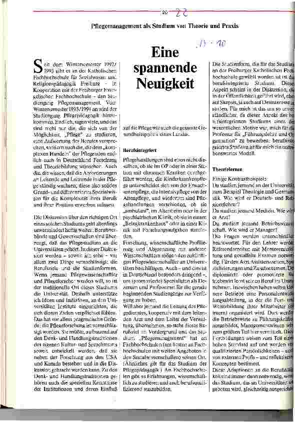 Vorschauseite 1: Eine spannende Neuigkeit Pflegemanagement als Studium von Theorie und Praxis