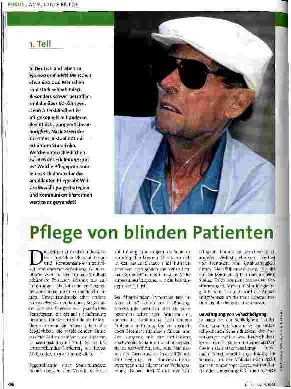 Vorschauseite 1: Pflege von blinden Patienten 1. Teil