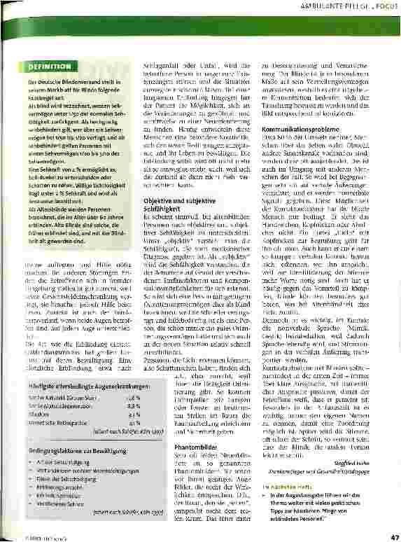 Vorschauseite 2: Pflege von blinden Patienten 1. Teil
