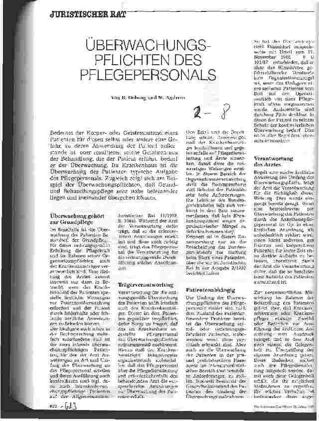 Vorschauseite 1: Überwachungspflichten des Pflegepersonals