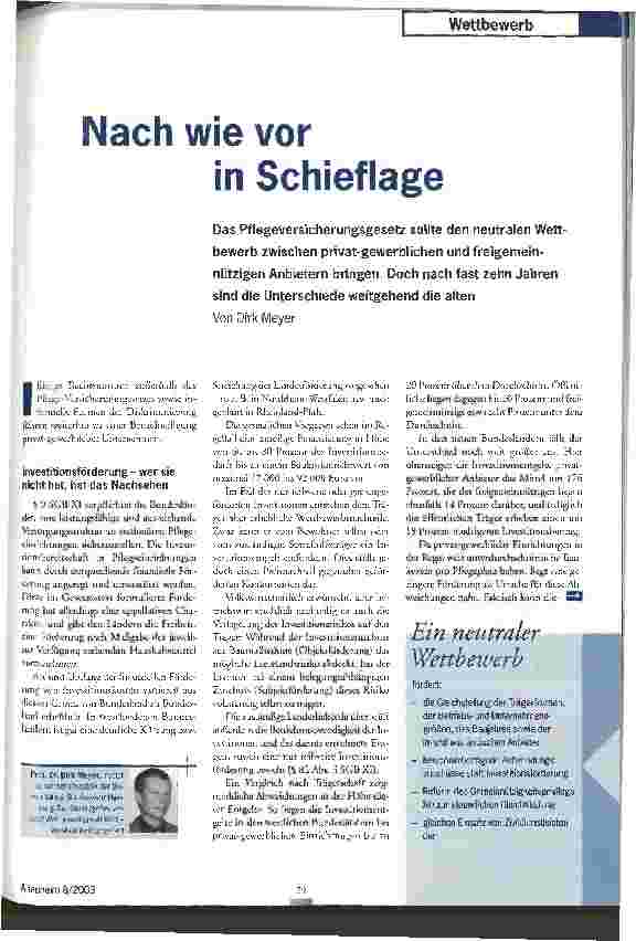 Vorschauseite 1: Nach wie vor in Schieflage
