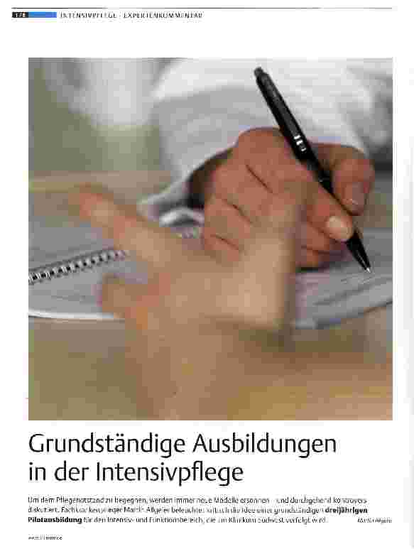 Vorschauseite 1: Grundständige Ausbildungen in der Intensivpflege