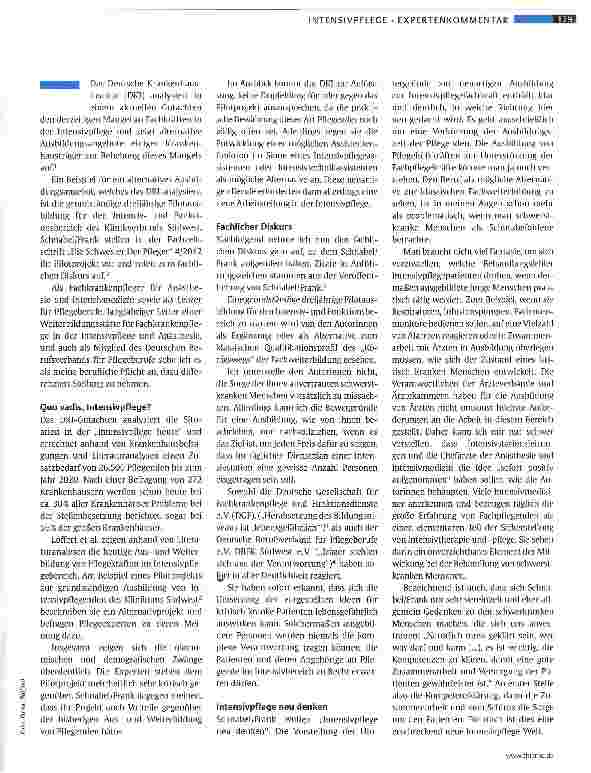 Vorschauseite 2: Grundständige Ausbildungen in der Intensivpflege