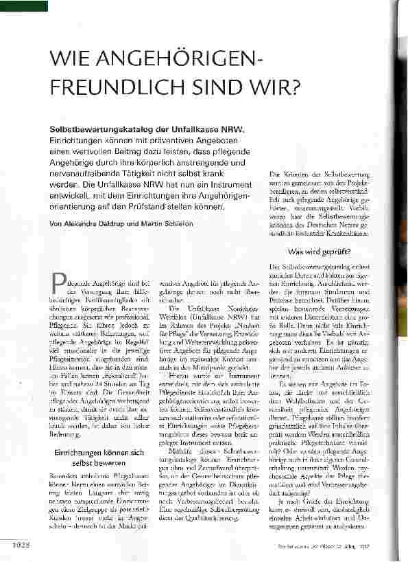Vorschauseite 1: WIE ANGEHÖRIGENFREUNDLICH SIND WIR?