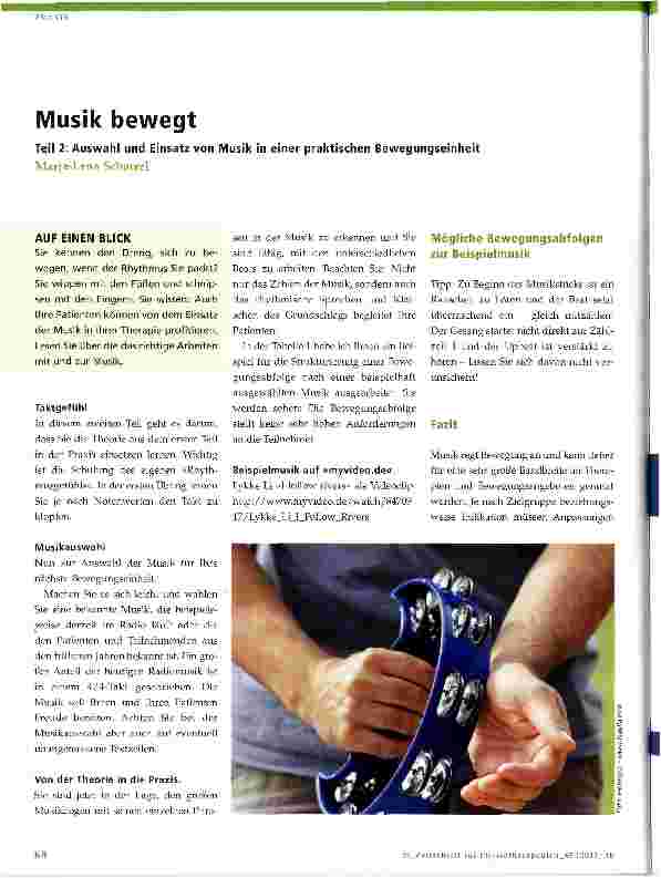 Vorschauseite 1: Musik bewegt Teil 2: Auswahl und Einsatz von Musik in einer praktischen Bewegungseinheit