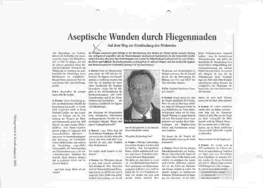 Vorschauseite 1: Aseptische Wunden durch Fliegenmaden Auf dem Weg zur Enträtselung der Wirkweise