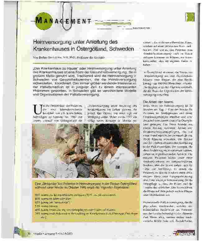 Vorschauseite 1: Heimversorgung unter Anleitung des Krankenhauses in Östergötland, Schweden