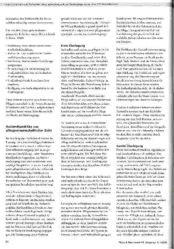 Vorschauseite 2: Internationalisierung als Profilelement der pflegewissenschaftlichen Studiengänge an der Universität Witten/Herdecke