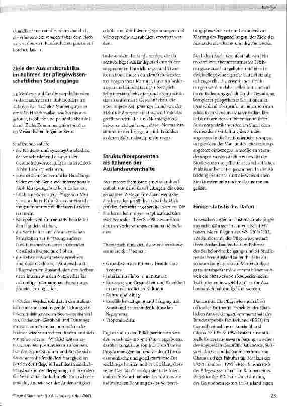 Vorschauseite 3: Internationalisierung als Profilelement der pflegewissenschaftlichen Studiengänge an der Universität Witten/Herdecke