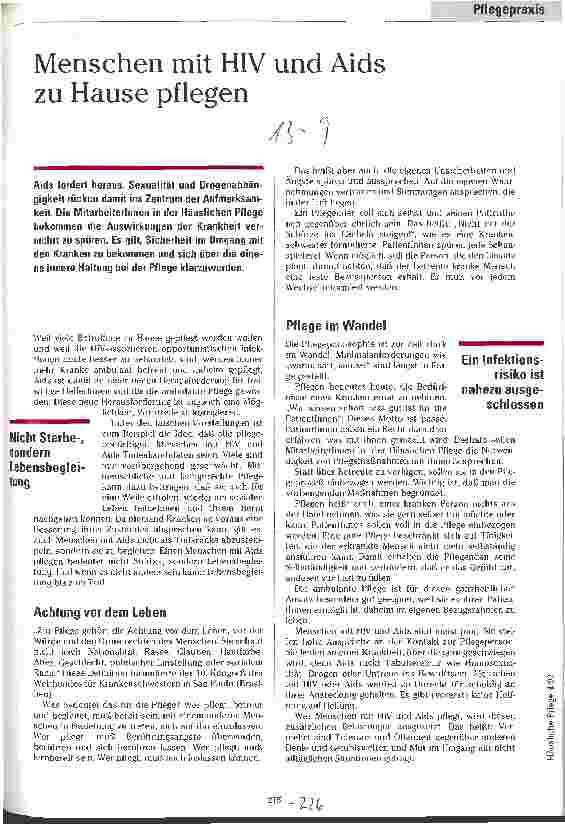 Vorschauseite 1: Menschen mit HIV und AIDS zu Hause pflegen