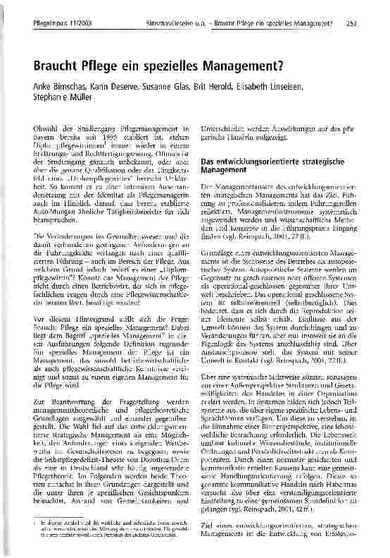 Vorschauseite 1: Braucht Pflege ein spezielles Management?