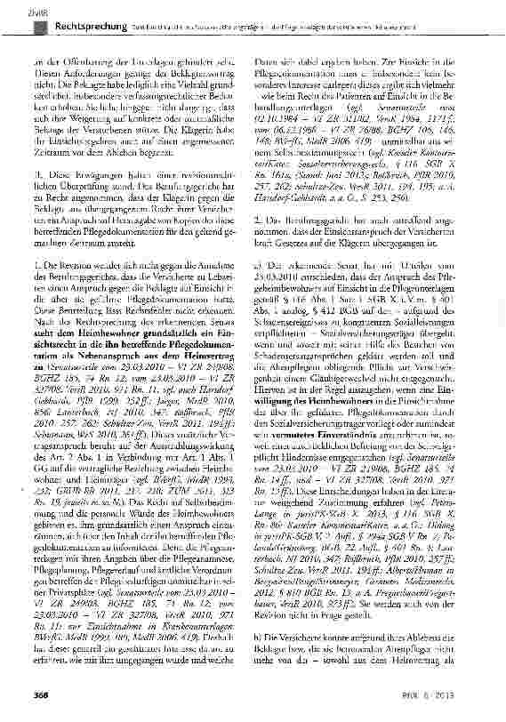 Vorschauseite 3: Zum Einsichtsrecht des Sozialversicherungsträgers in die Pflegeunterlagen der verstorbenen Heimbewohnerin GGArt. 1, Art. 2 Abs. 1; BGB § 401 Abs. 1, § 412, § 611, § 630g Abs. 3 Sa…
