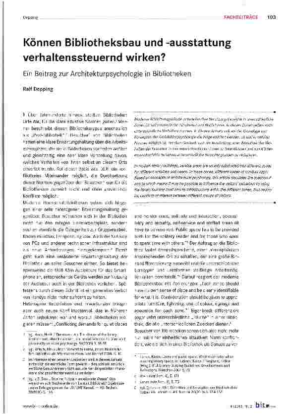 Vorschauseite 1: Können Bibliotheksbau und Ausstattung verhaltenssteuernd wirken?