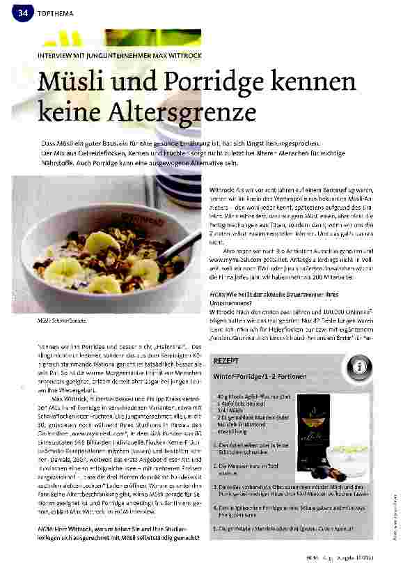Vorschauseite 1: Müsli und Porridge kennen keine Altersgrenze