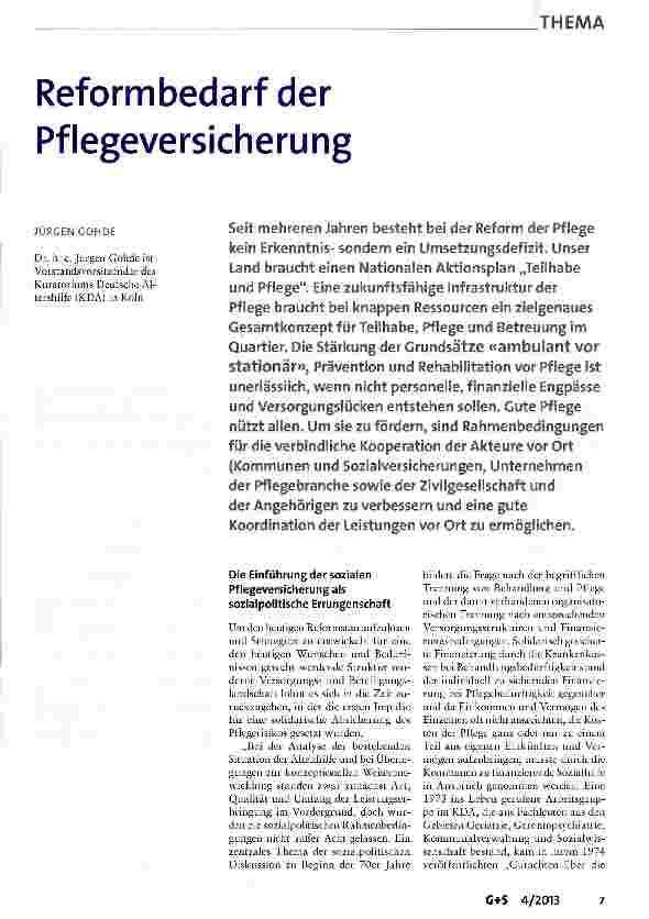 Vorschauseite 1: Reformbedarf der Pflegeversicherung