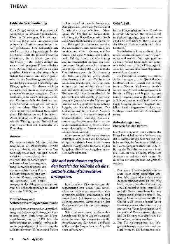 Vorschauseite 6: Reformbedarf der Pflegeversicherung