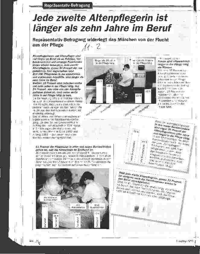 Vorschauseite 1: Jede zweite Altenpflegerin ist länger als zehn Jahre im Beruf Repräsentativ-Befragung widerlegt das Märchen von der Flucht aus der Pflege