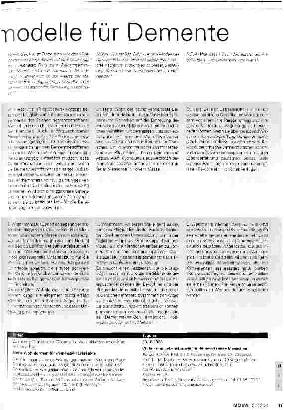 Vorschauseite 2: Wohnund Betreuungsmodelle für Demente