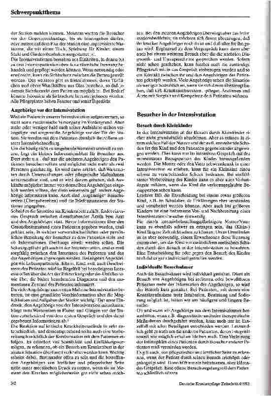 Vorschauseite 2: Offene Besuchszeiten in der Intensivstation