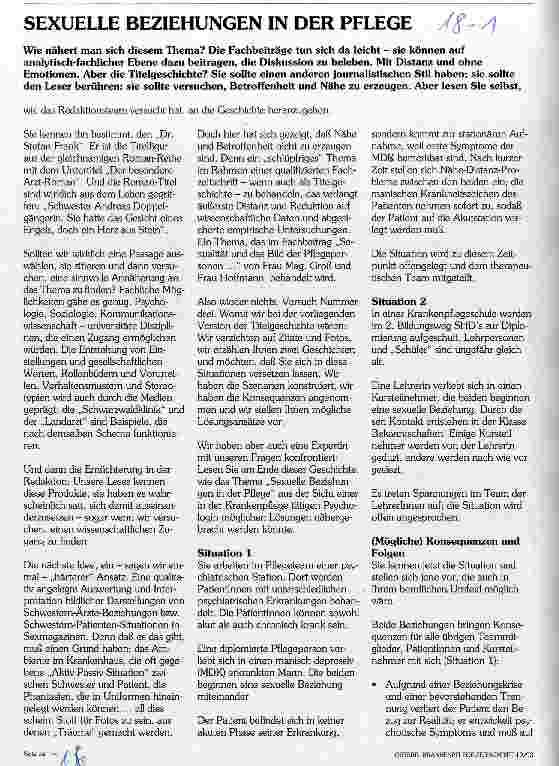 Vorschauseite 1: Sexuelle Beziehungen in der Pflege Titelgeschichte