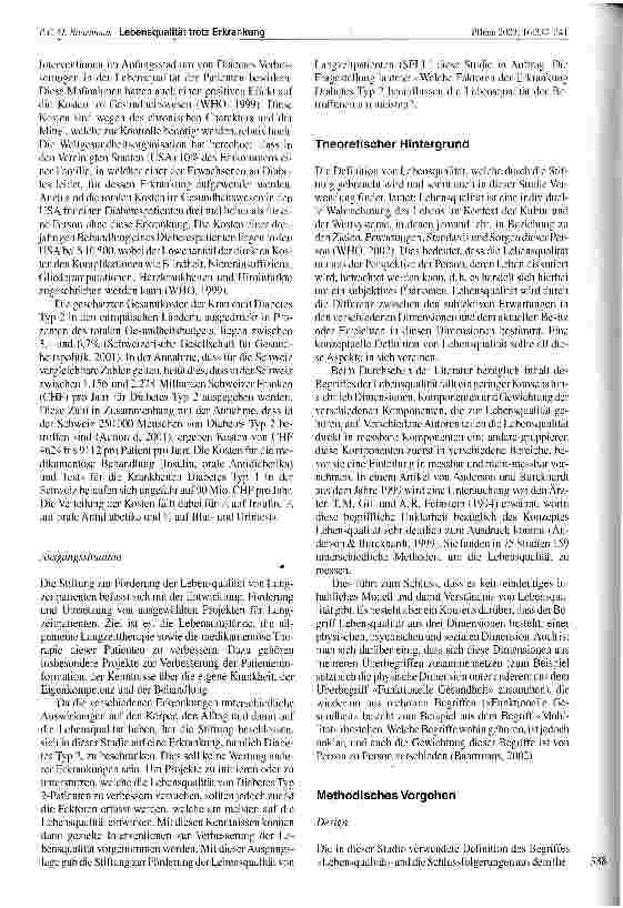 Vorschauseite 2: Lebensqualität trotz Erkrankung. Wie verändert die Erkrankung Diabetes Typ 2 die Lebensqualität der Betroffenen und wie wäre dies zu beeinflussen?