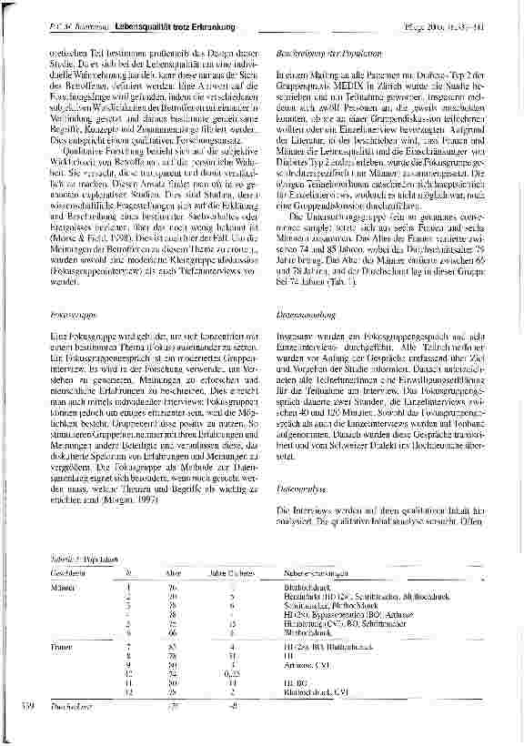 Vorschauseite 3: Lebensqualität trotz Erkrankung. Wie verändert die Erkrankung Diabetes Typ 2 die Lebensqualität der Betroffenen und wie wäre dies zu beeinflussen?