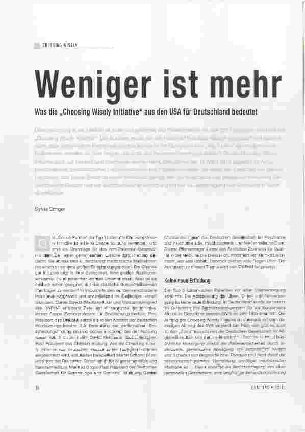 Vorschauseite 1: Weniger ist mehr