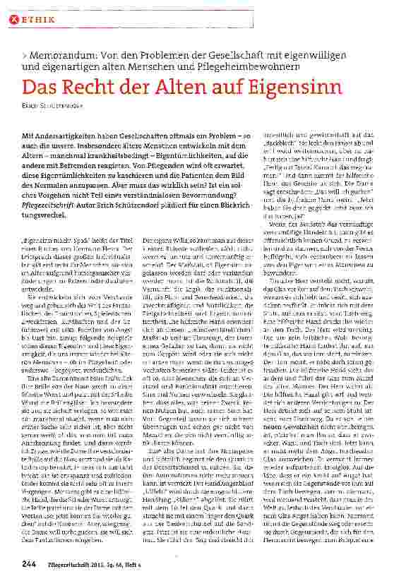 Vorschauseite 1: Das Recht der Alten auf Eigensinn