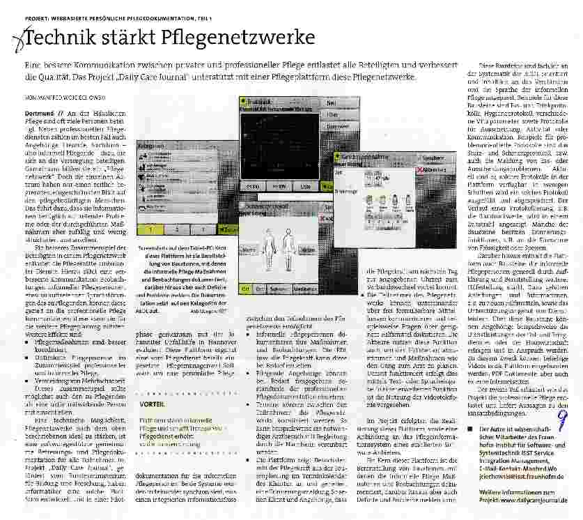 Vorschauseite 1: Technik stärkt Pflegenetzwerke