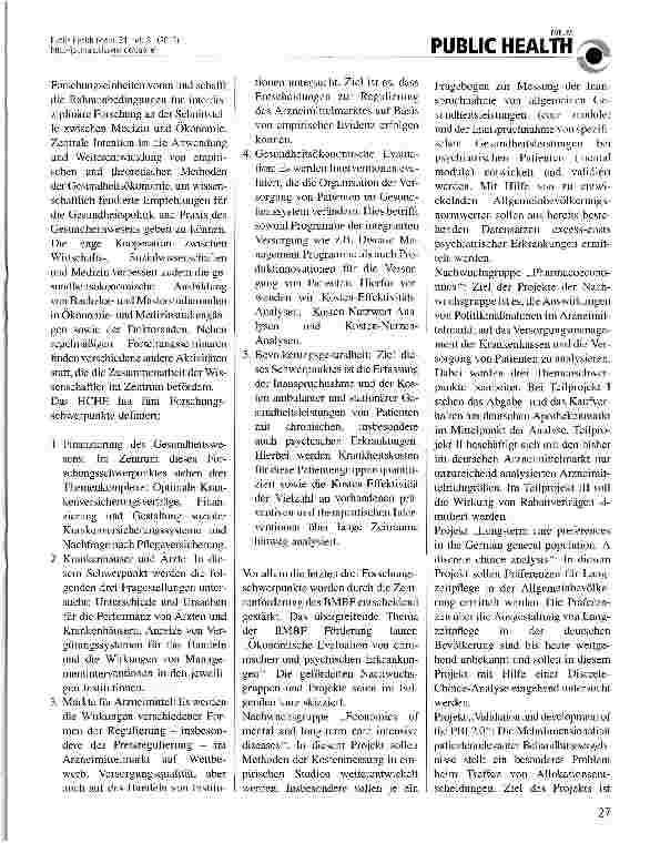 Vorschauseite 2: Hamburg Center for Health Economics