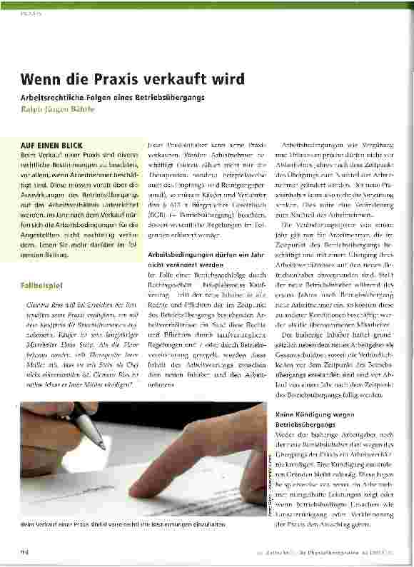Vorschauseite 1: Wenn die Praxis verkauft wird